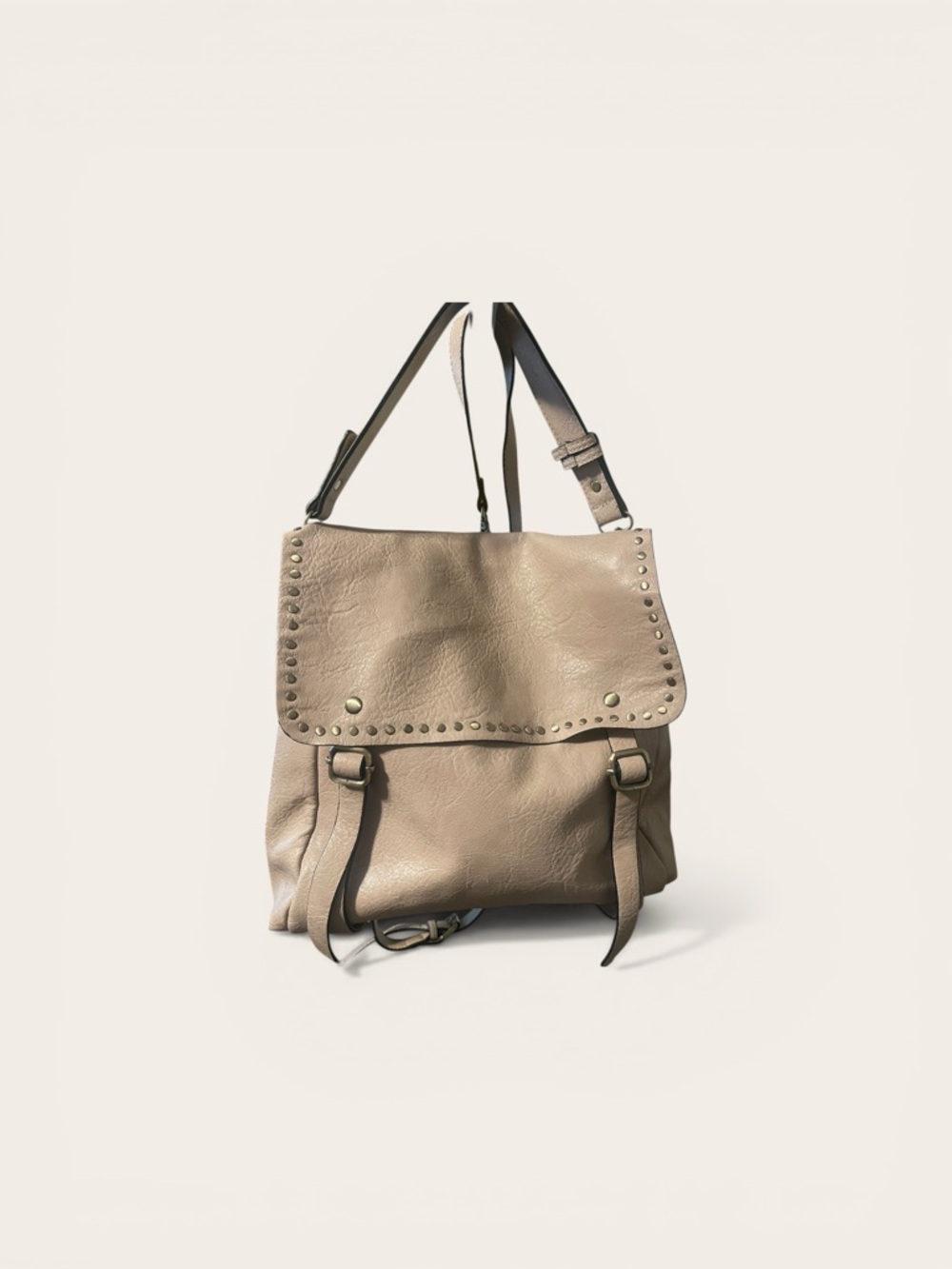 Studded Flap Women’s Backpack in Taupe